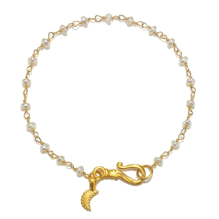 Satya Jewelry Armband Scatter Light Moon Pearl Chain, vergoldet