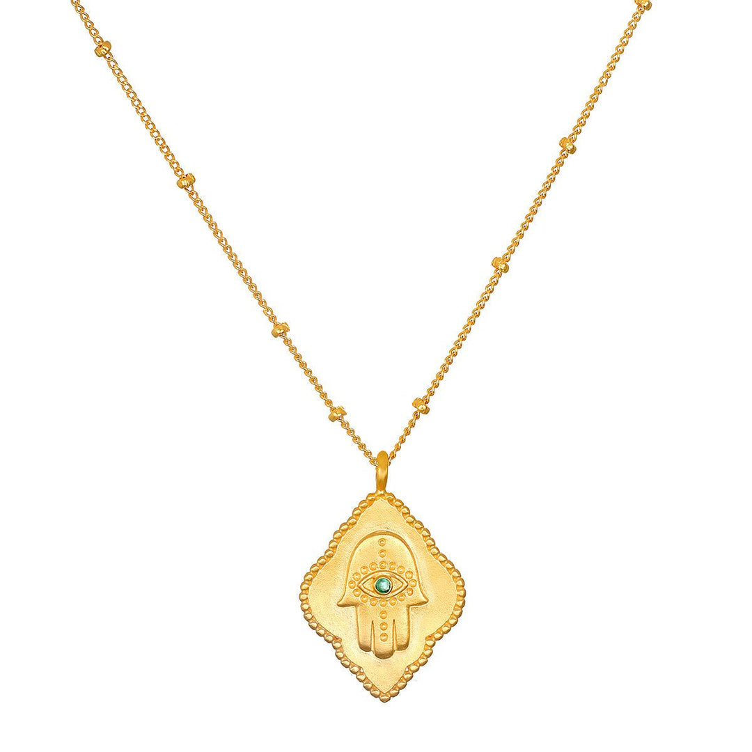 Satya Jewelry Kette Cradled in Protection Gold Hamsa, vergoldet