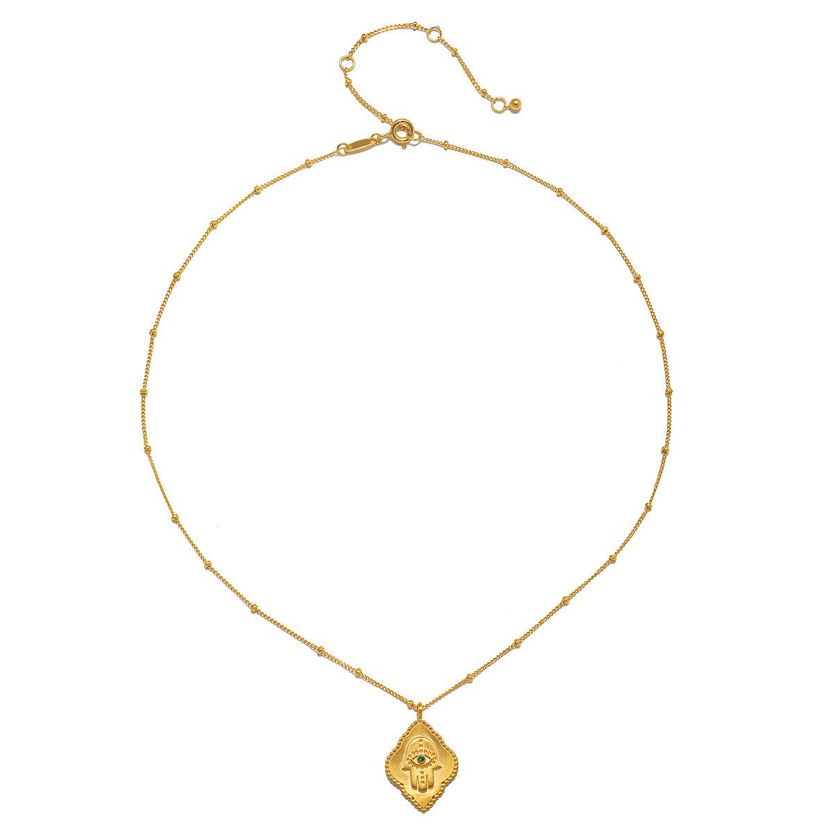 Satya Jewelry Kette Cradled in Protection Gold Hamsa, vergoldet