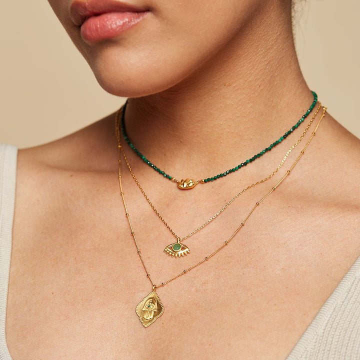 Satya Jewelry Kette Cradled in Protection Gold Hamsa, vergoldet