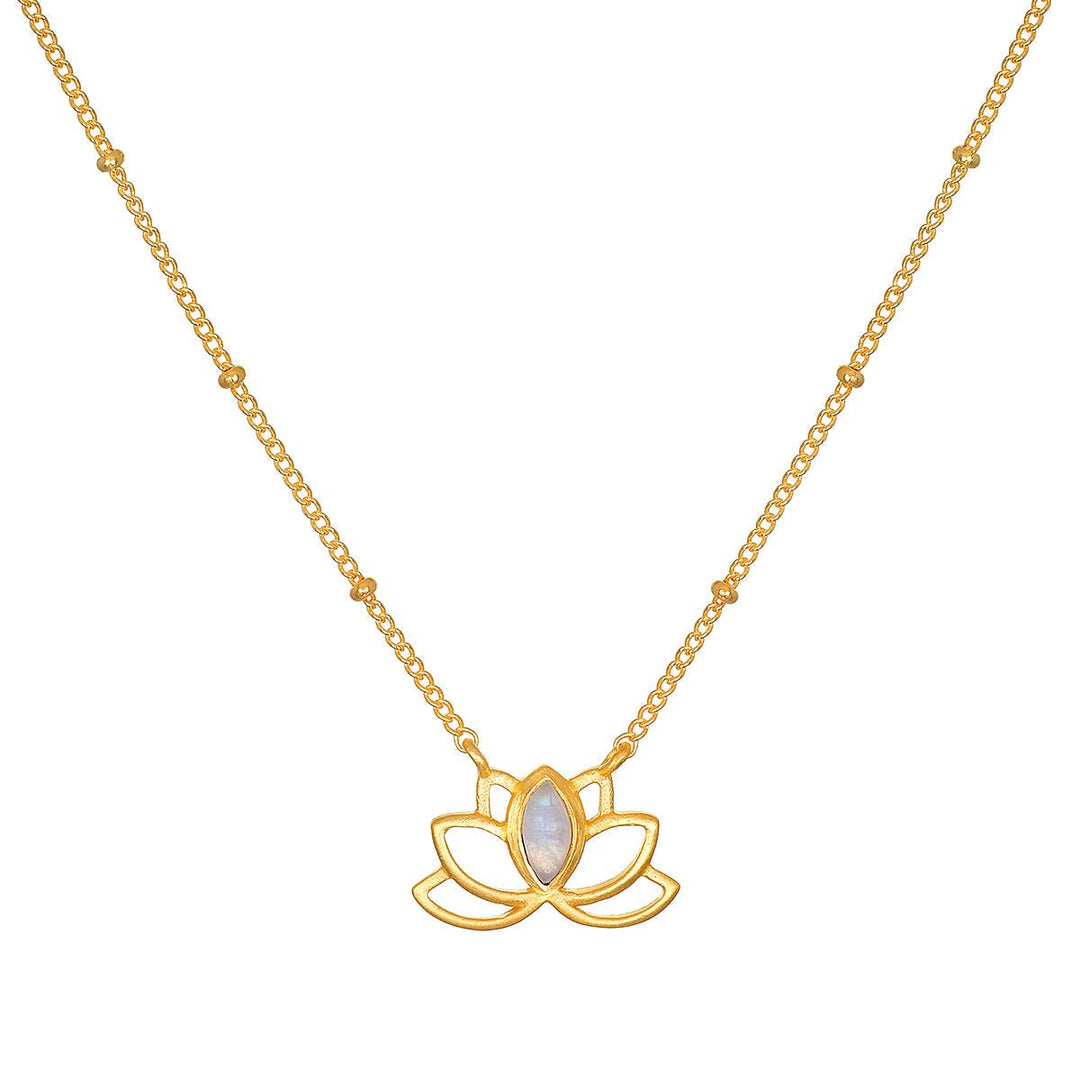 Satya Jewelry Kette Cultivate Intuition Lotus Moonstone, vergoldet