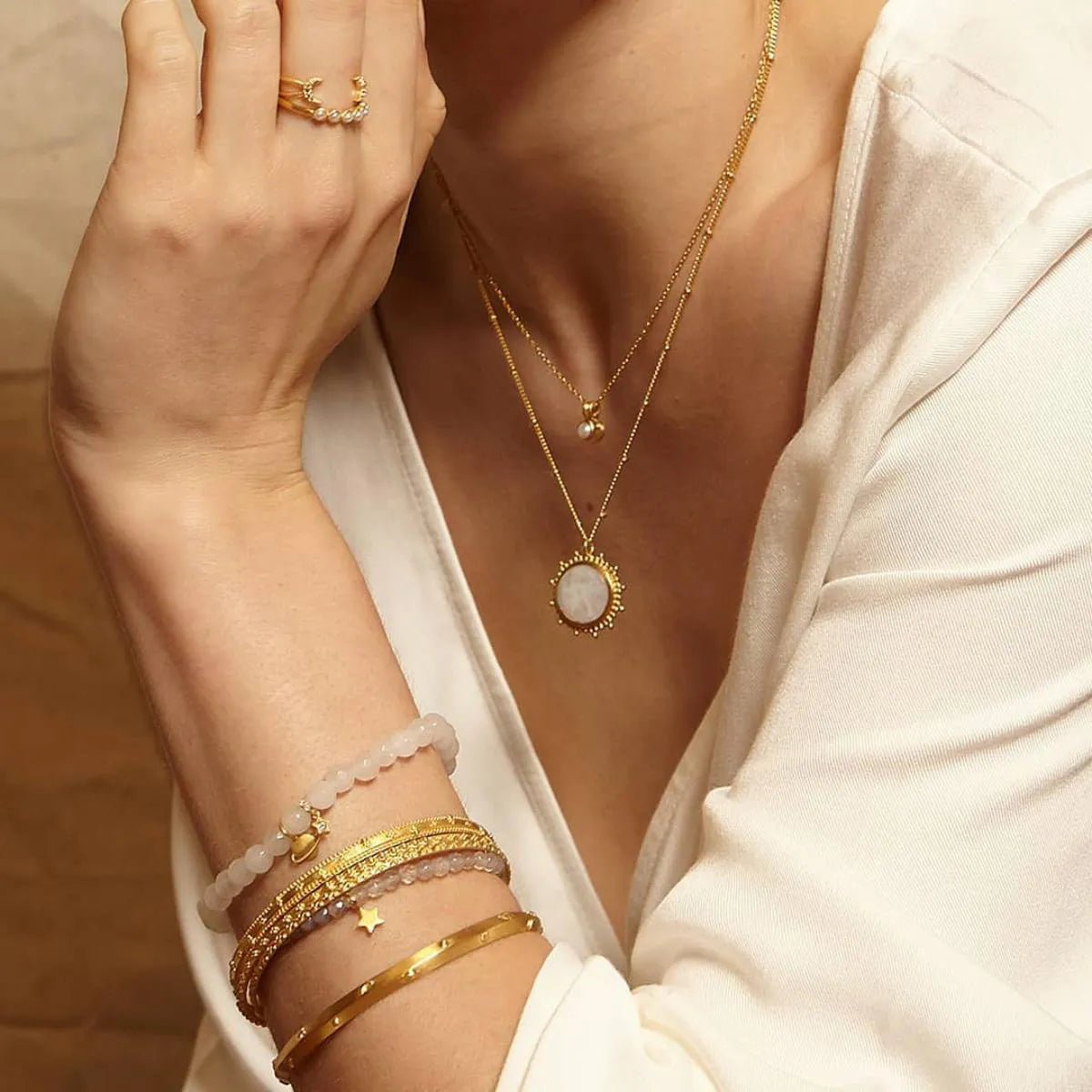 Satya Jewelry Kette Drift Into Daydreams Moonstone, vergoldet