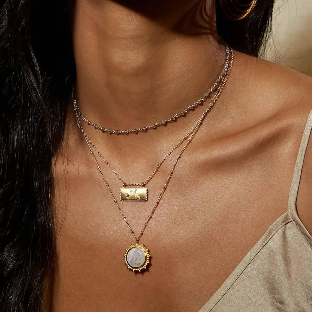 Satya Jewelry Kette Drift Into Daydreams Moonstone, vergoldet