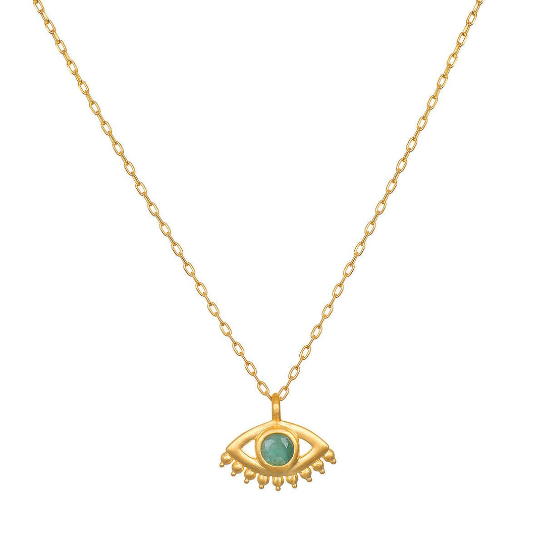 Satya Jewelry Kette Elevated Consciousness Evil Eye Emerald, vergoldet