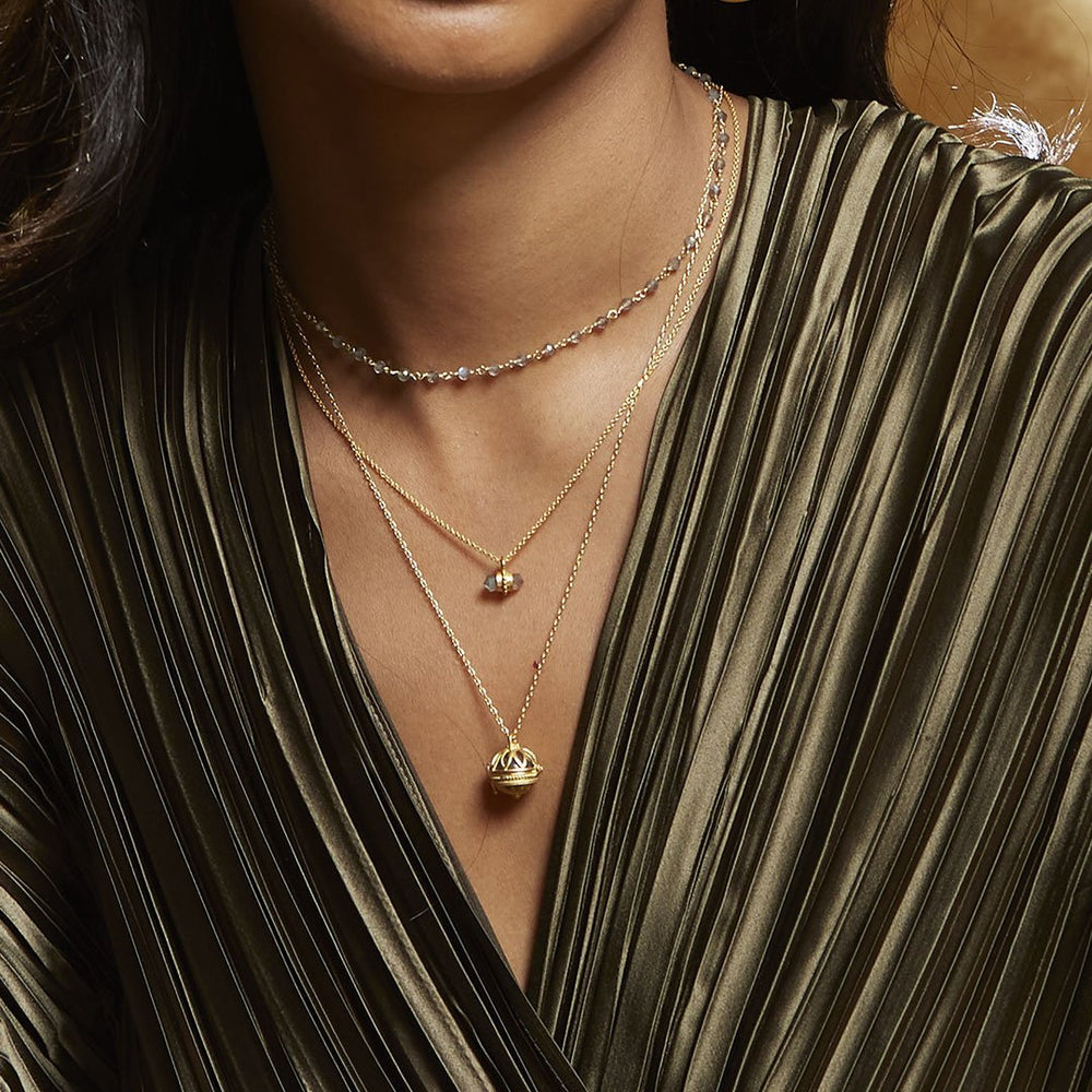 Satya Jewelry Kette Eternal Seeker Labradorite Choker, vergoldet