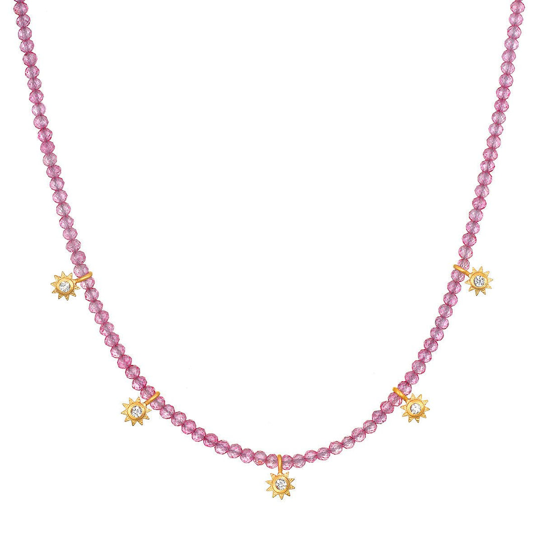 Satya Jewelry Kette Glimmer of Love Pink Topaz Choker, vergoldet