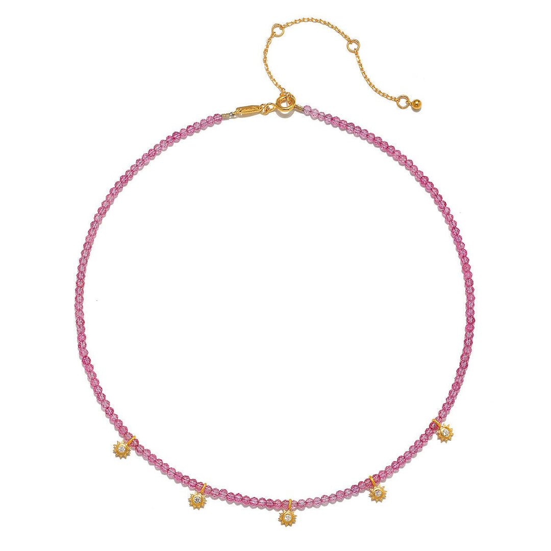 Satya Jewelry Kette Glimmer of Love Pink Topaz Choker, vergoldet