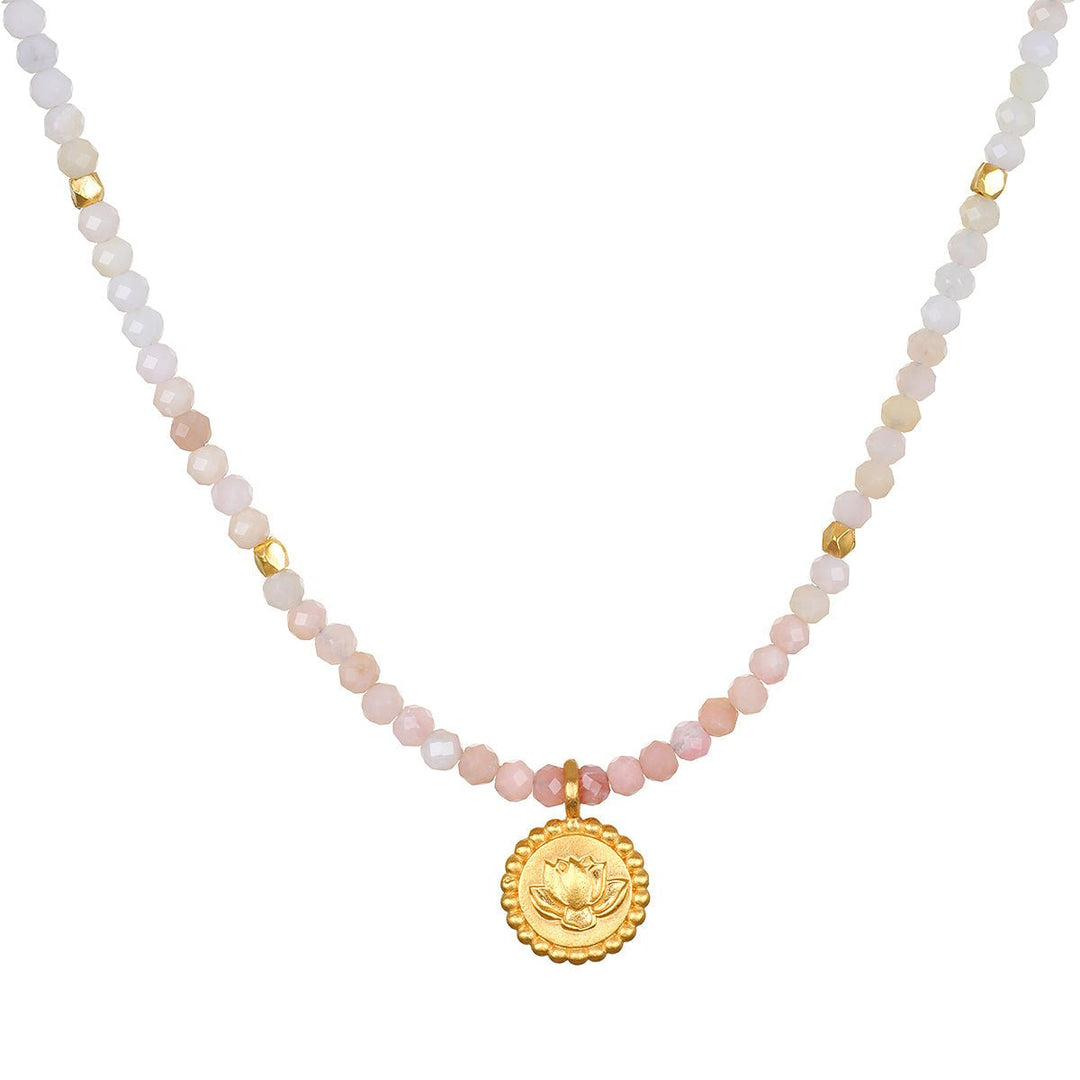 Satya Jewelry Kette Healing Beginnings Lotus Pink Opal, vergoldet