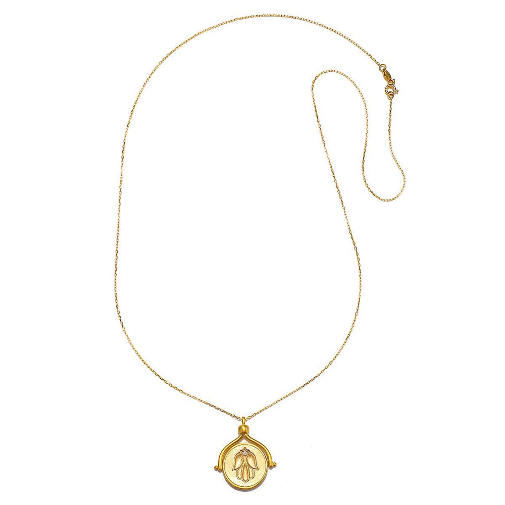 Satya Jewelry Kette In Safekeeping Gold Hamsa & Eye Spinning, vergoldet