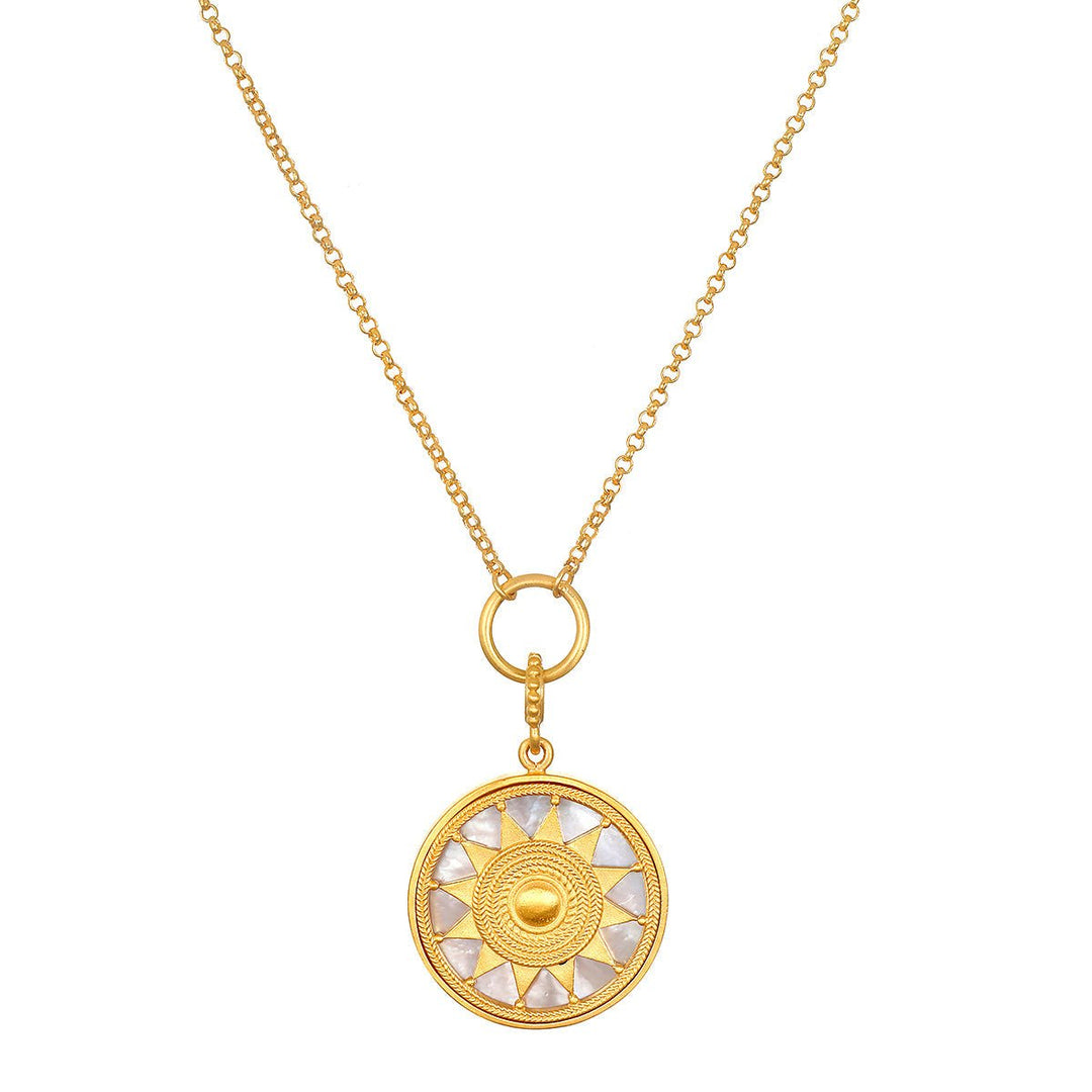 Satya Jewelry Kette Inward Journey Pearl Mandala, vergoldet