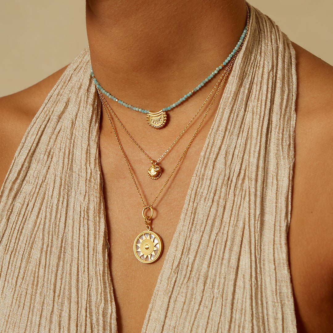 Satya Jewelry Kette Inward Journey Pearl Mandala, vergoldet