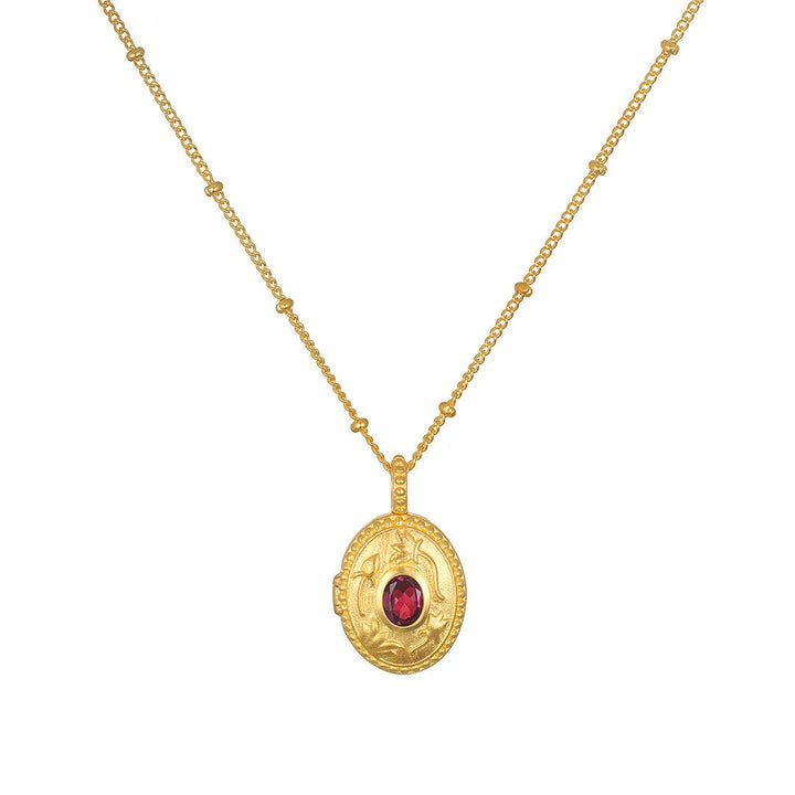 Satya Jewelry Kette Lotus Pink Tourmaline Birthstone Locket - October, vergoldet