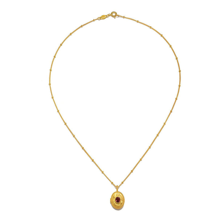 Satya Jewelry Kette Lotus Pink Tourmaline Birthstone Locket - October, vergoldet
