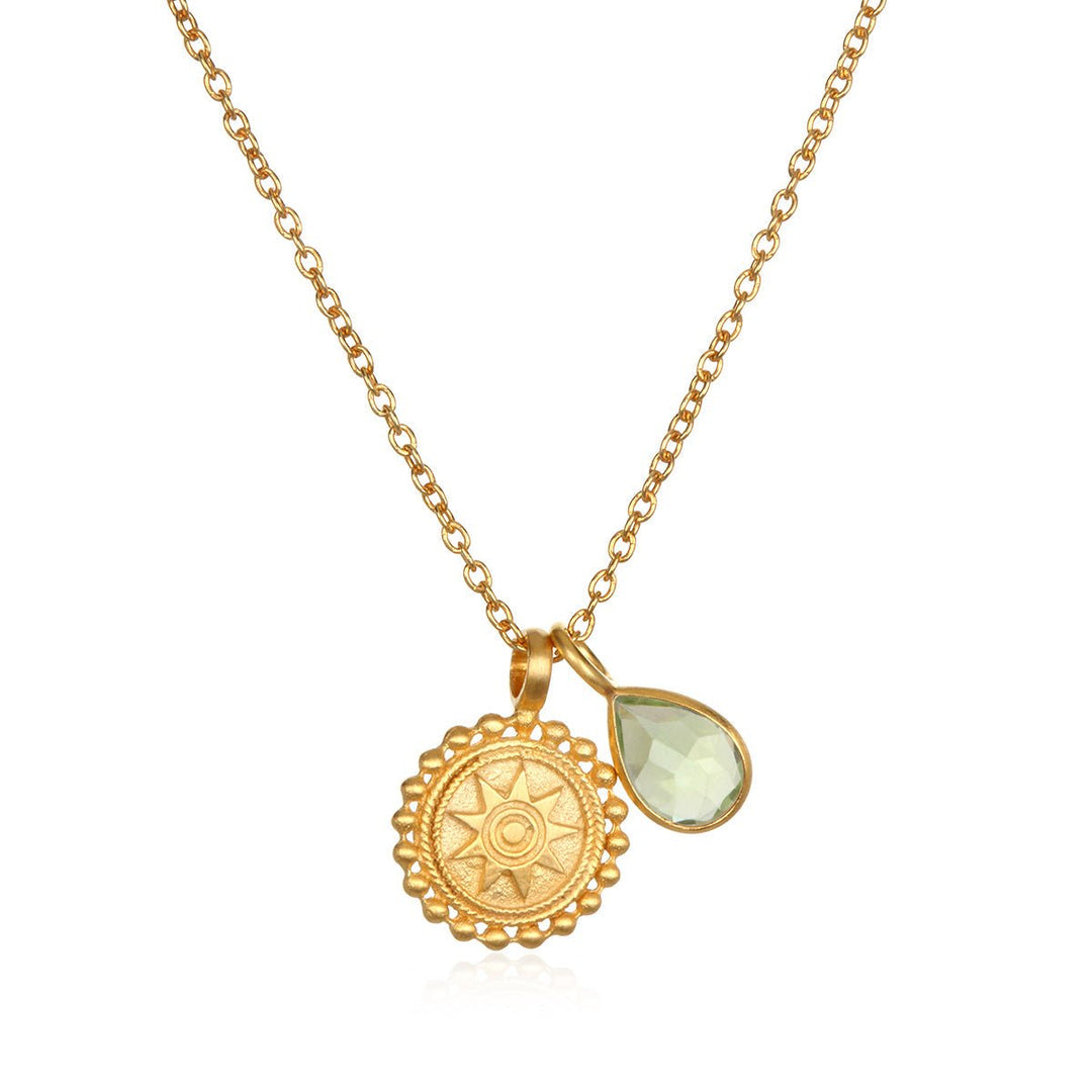 Satya Jewelry Kette Mandala Birthstone - August, vergoldet