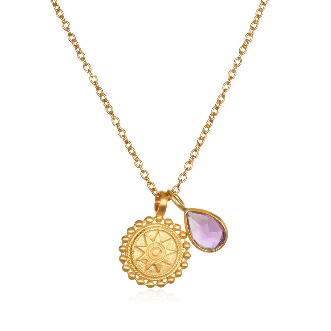 Satya Jewelry Kette Mandala Birthstone - February, vergoldet