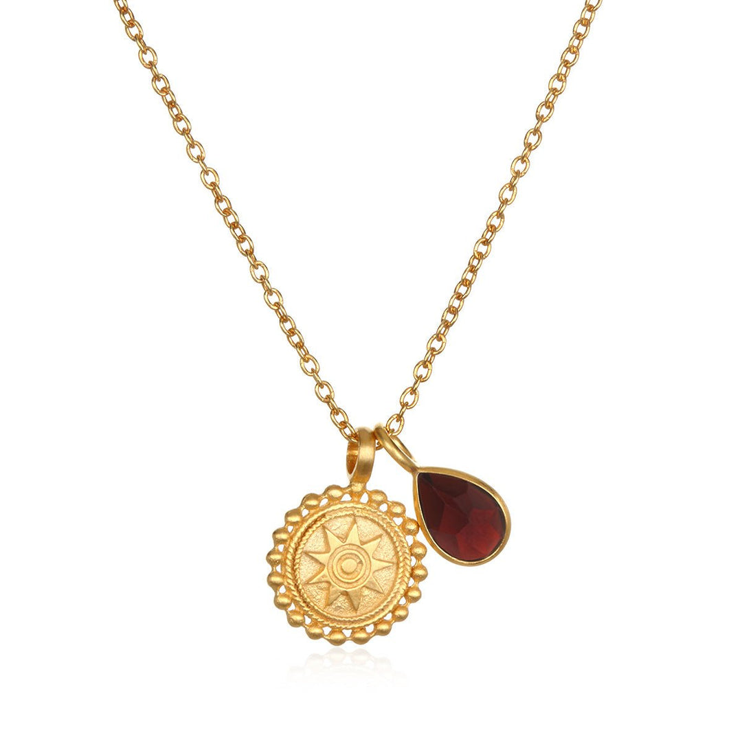 Satya Jewelry Kette Mandala Birthstone Januar, vergoldet