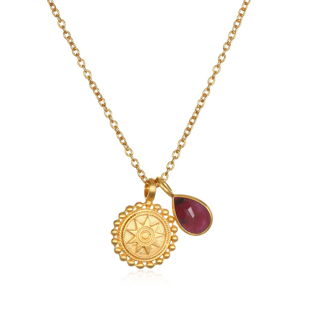 Satya Jewelry Kette Mandala Birthstone - July, vergoldet