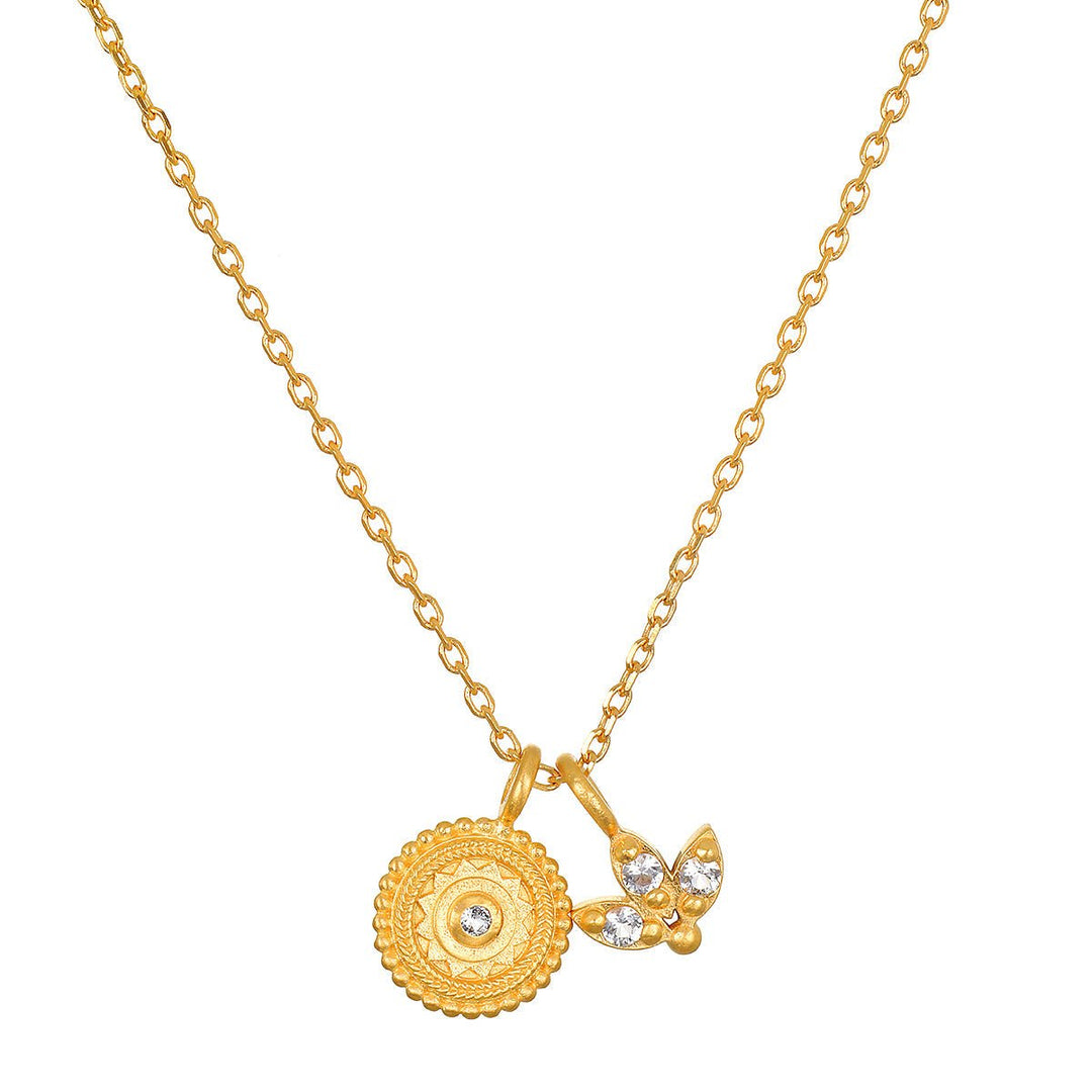 Satya Jewelry Kette Manifesting Possibilities Lotus White Topaz, vergoldet
