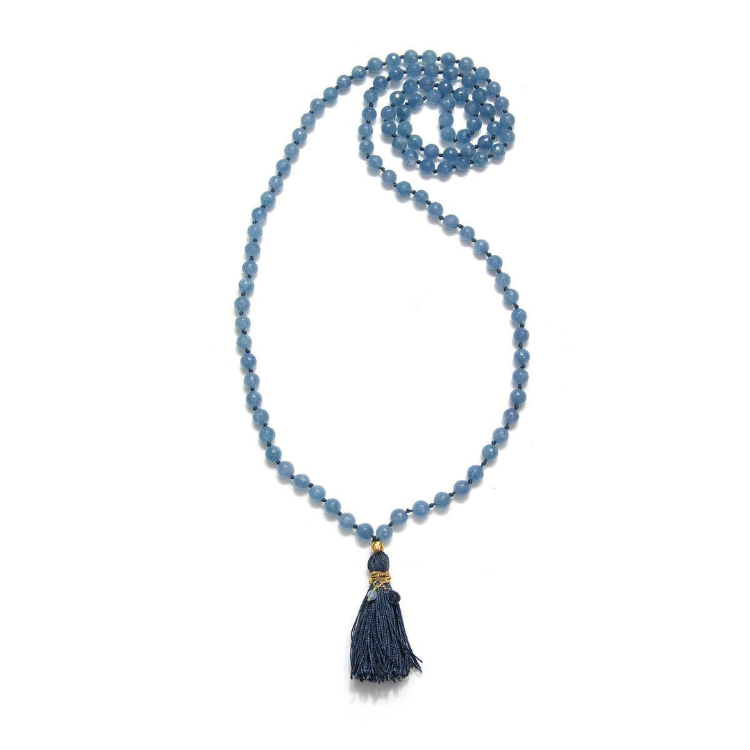Satya Jewelry Kette Many Truths Angelite and Blue Topaz, vergoldet