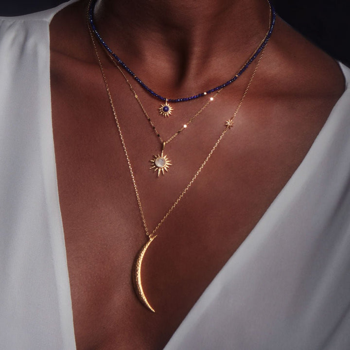 Satya Jewelry Kette North Star Moonstone Starburst, vergoldet