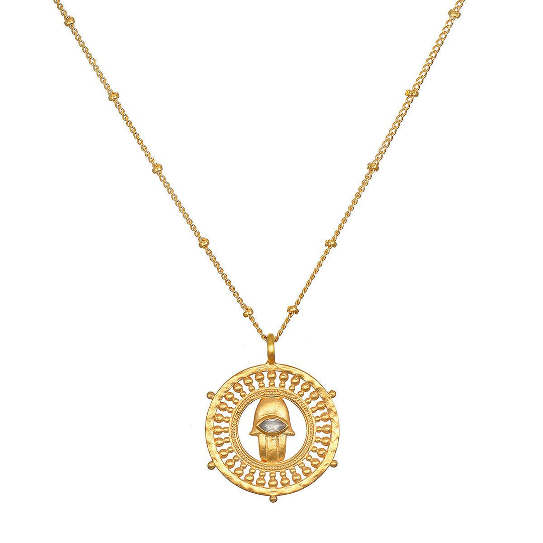 Satya Jewelry Kette Palm of Protection Hamsa Coin, vergoldet