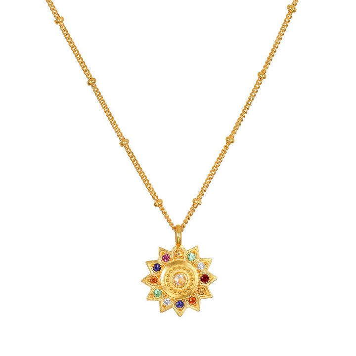 Satya Jewelry Kette Vibrant Self Multi Stone Lotus, vergoldet