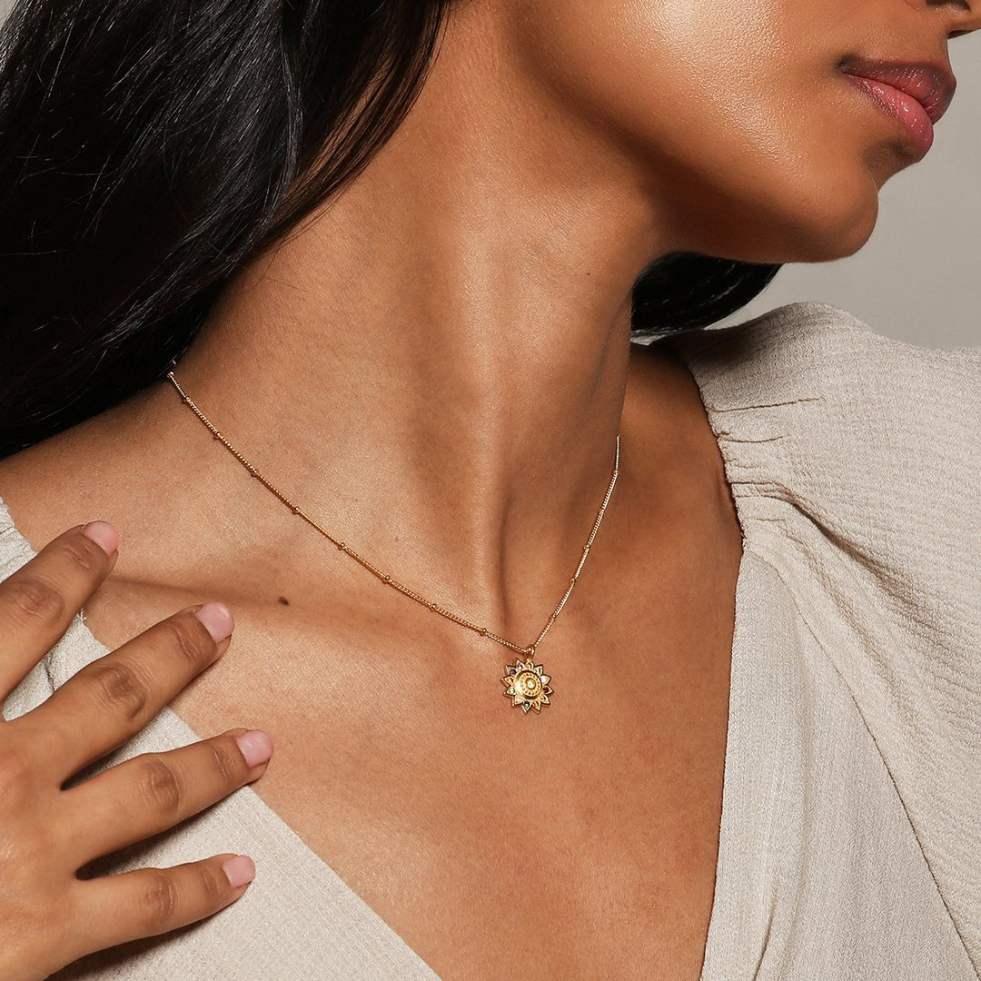 Satya Jewelry Kette Vibrant Self Multi Stone Lotus, vergoldet