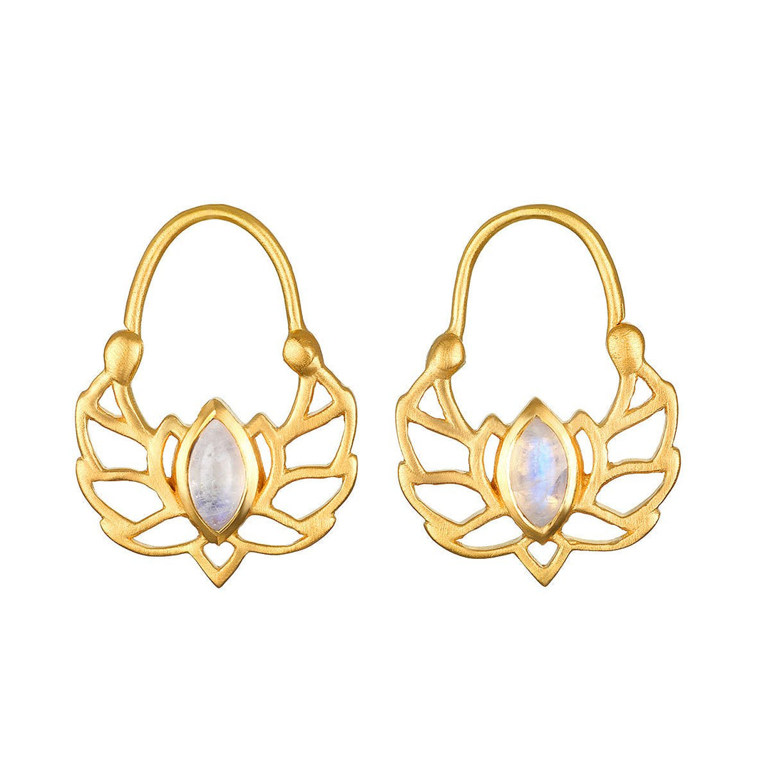 Satya Jewelry Ohrringe Cultivate Intuition Lotus Moonstone, vergoldet