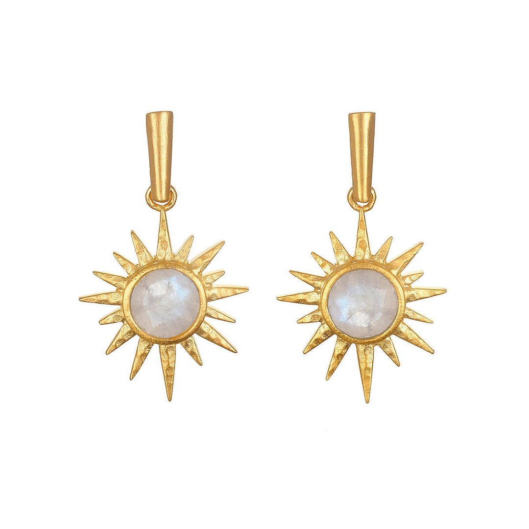 Satya Jewelry Ohrringe North Star Moonstone Starburst, vergoldet