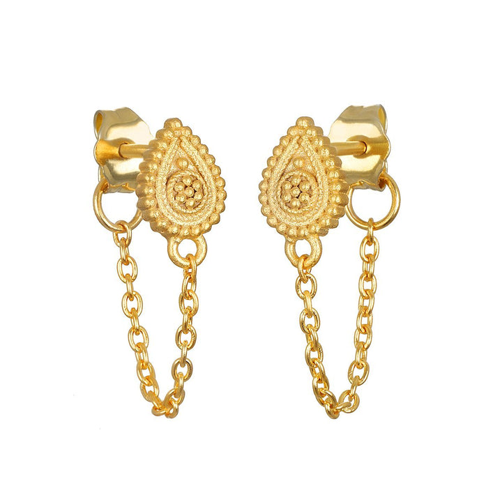 Satya Jewelry Ohrringe Sacred Continuation Chain, vergoldet