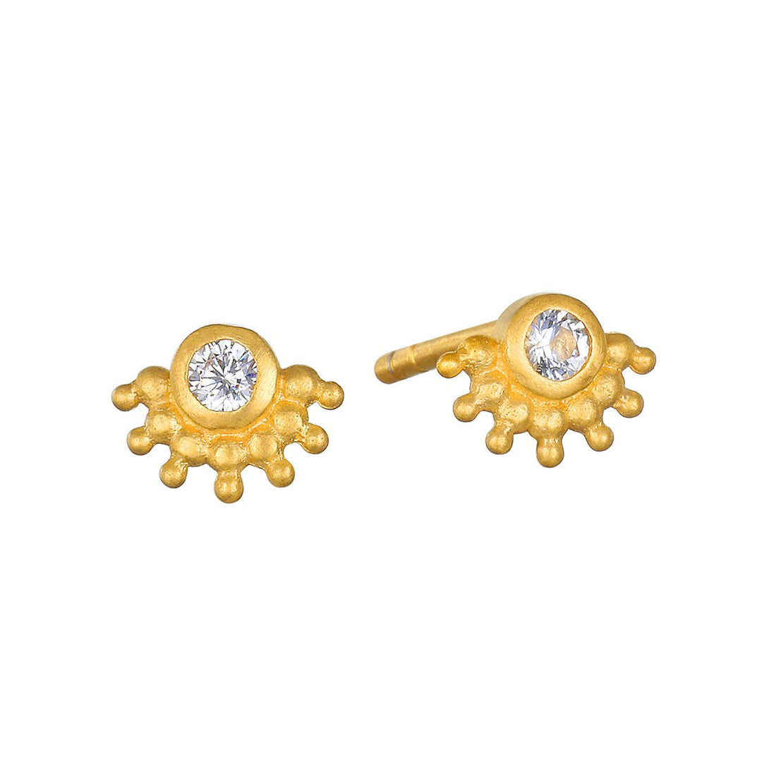 Satya Jewelry Ohrstecker Dazzling Light White Topaz Stud, vergoldet
