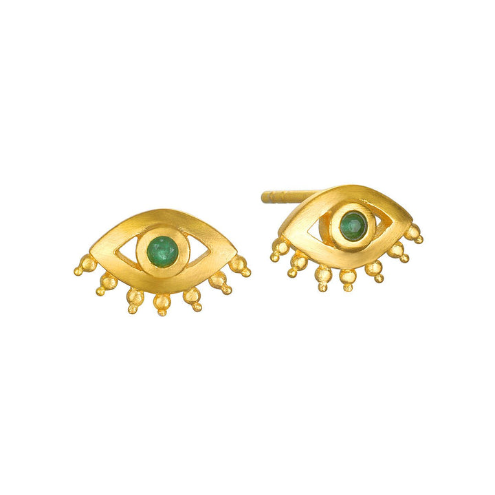 Satya Jewelry Ohrstecker Elevated Consciousness Evil Eye Emerald, vergoldet