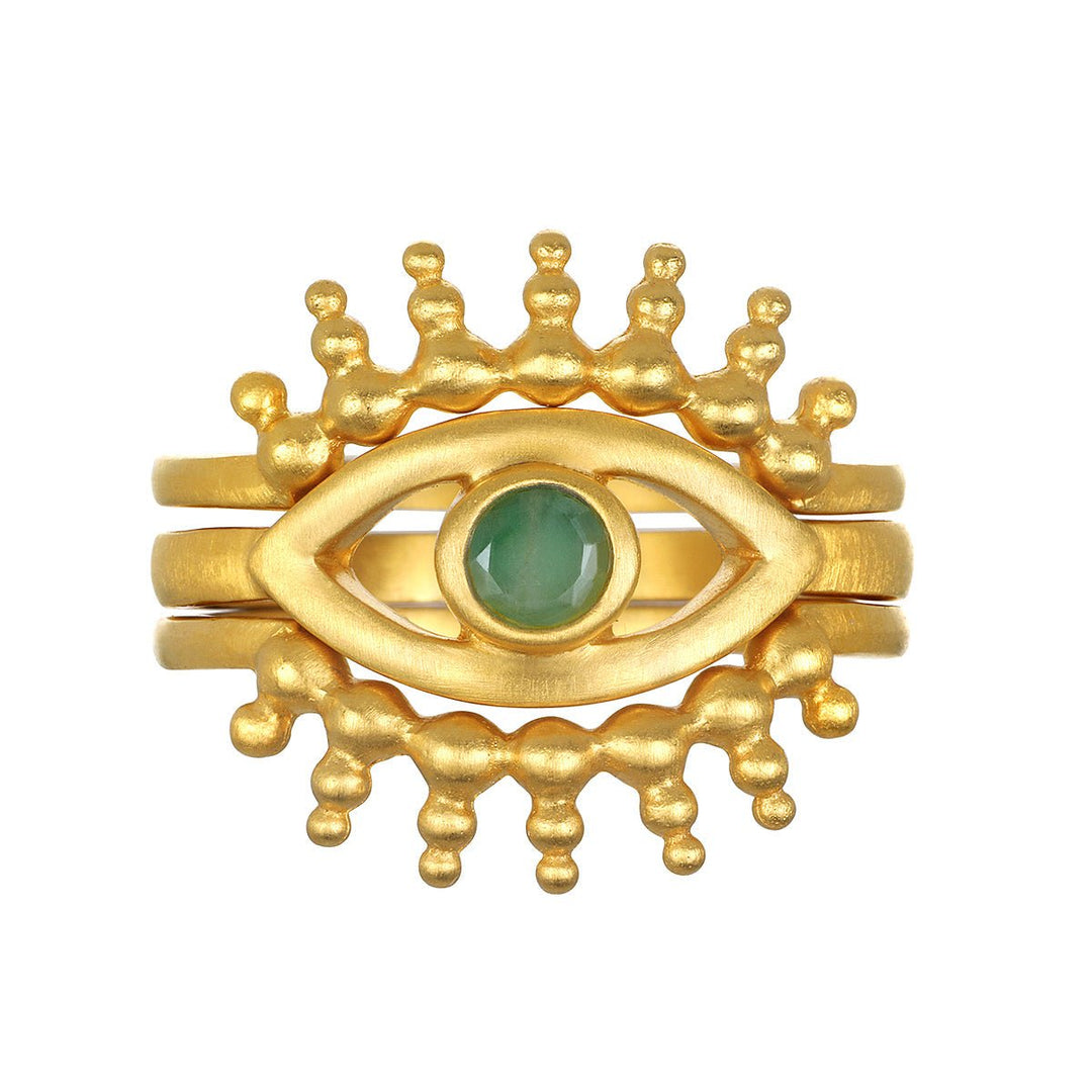 Satya Jewelry Ring Set Shed a Light Evil Eye, vergoldet