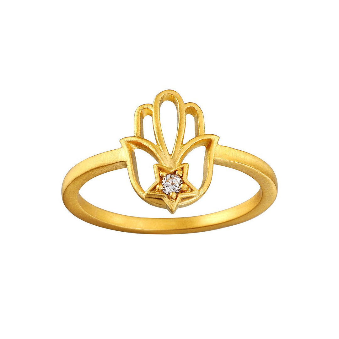 Satya Jewelry Ring Take Shelter Hamsa, vergoldet