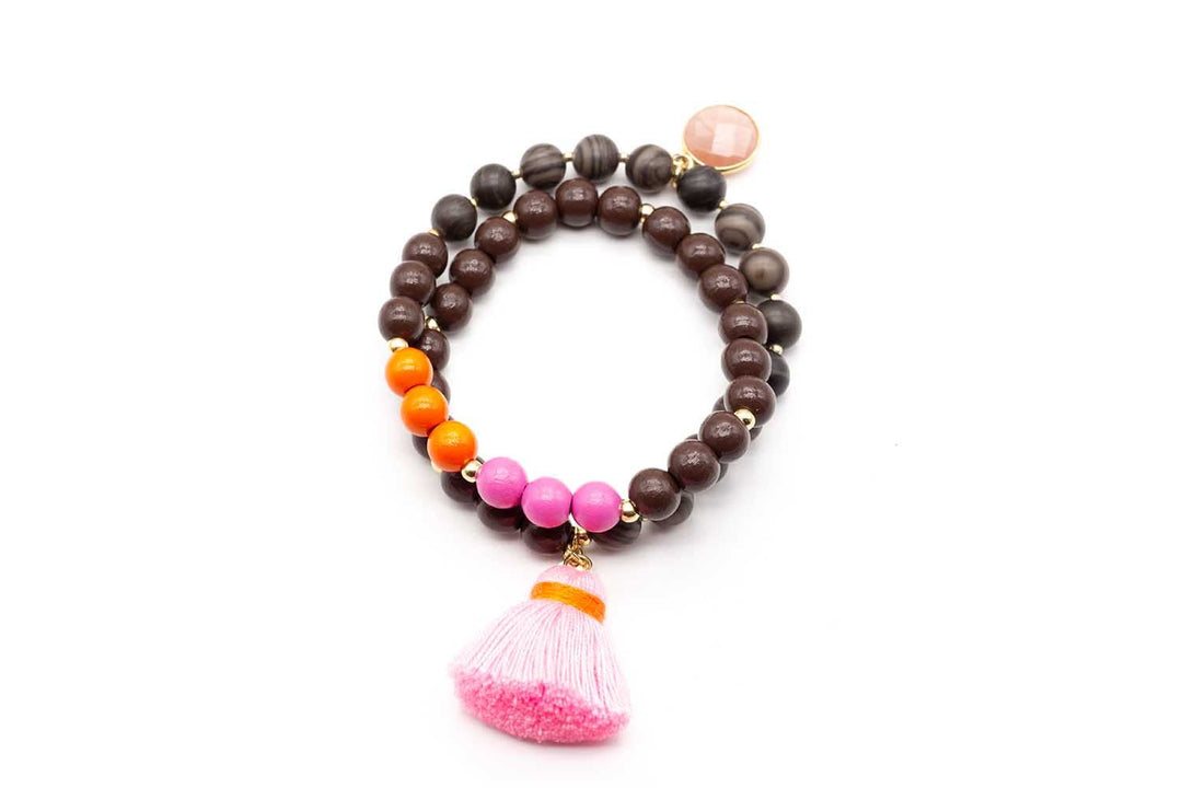 Schmückstück Armband Mala Twin Cocoa, vergoldet