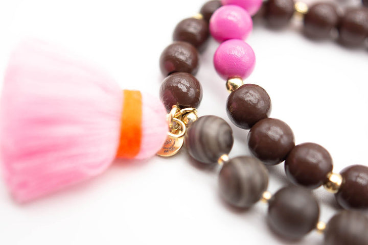 Schmückstück Armband Mala Twin Cocoa, vergoldet