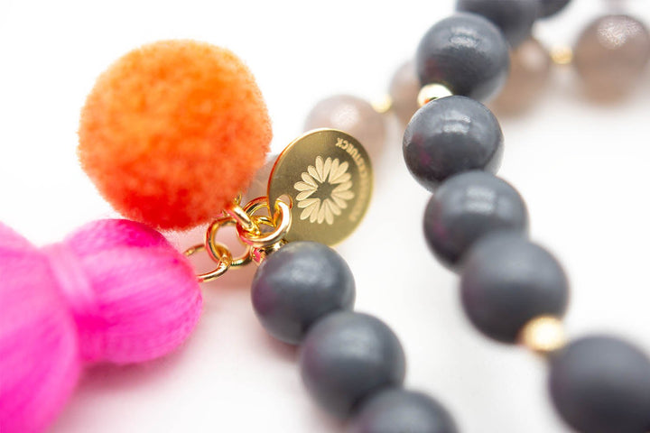 Schmückstück Armband Mala Twin Grey Pink, vergoldet