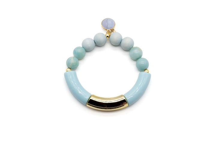 Schmückstück Armband Mix Cotton Blue, vergoldet