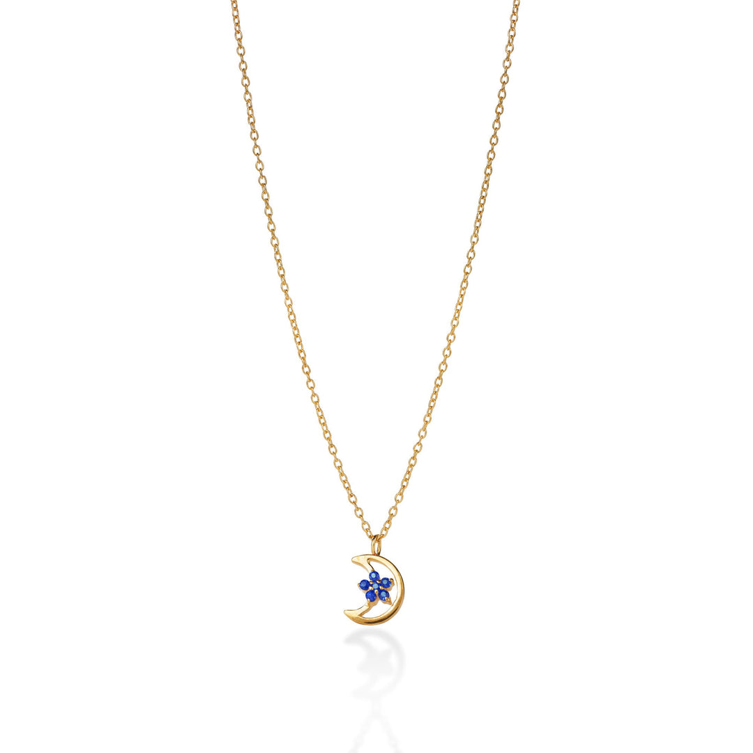 yours. Jewelry Kette Cinnamon Moon, eccentric blue, vergoldet